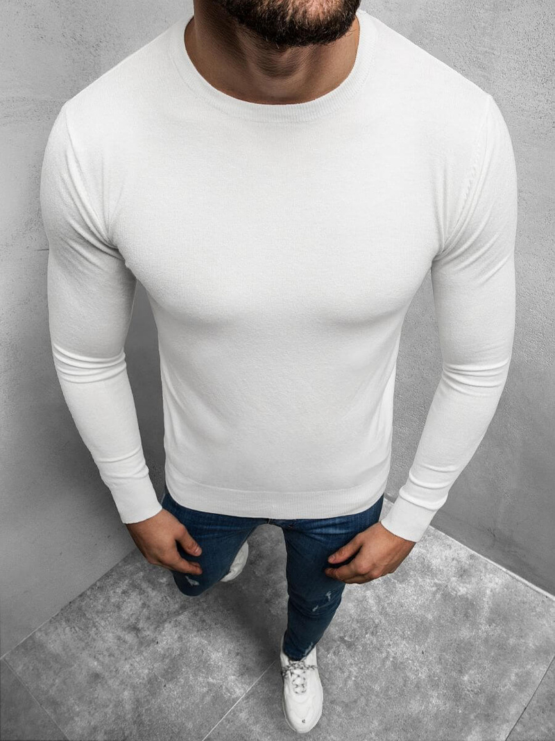 Sweter męski biały OZONEE TMK/YY01/2