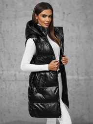 Стьобаний жіночий жилет чорний OZONEE JS/5M3186/392