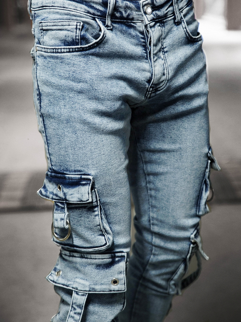 Spodnie jeansowe męskie jasno-niebieskie OZONEE O/B5961