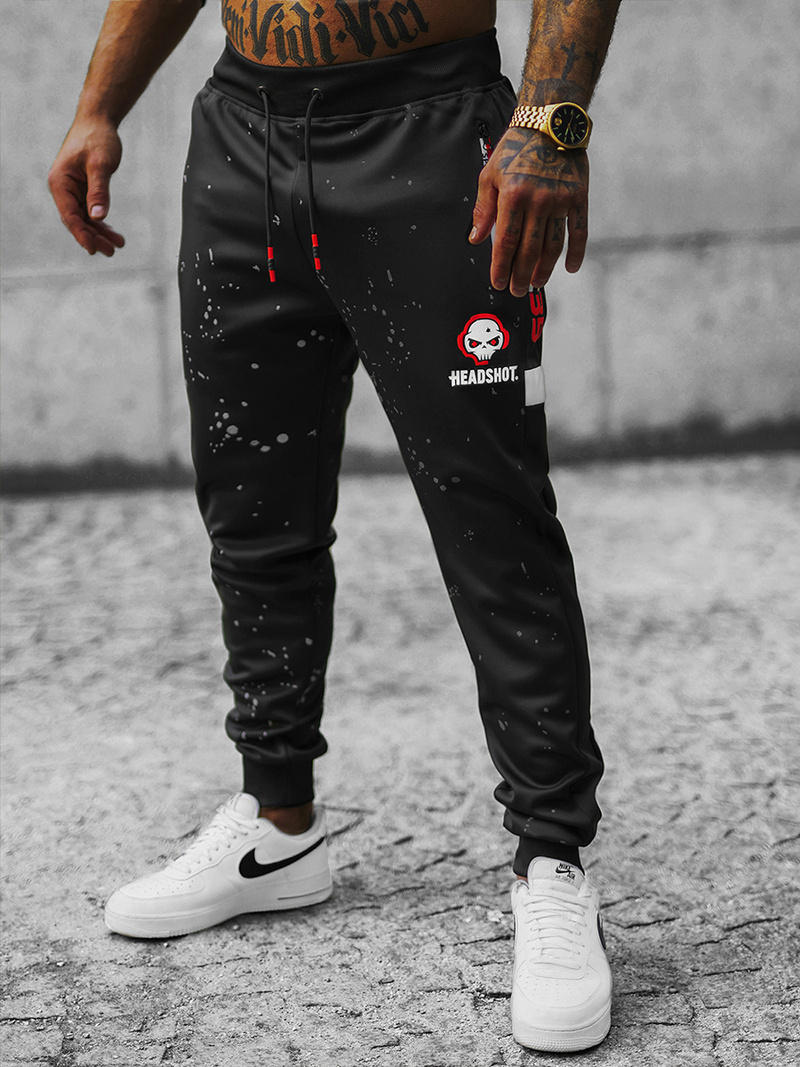 Spodnie dresowe męskie czarne OZONEE JS/K10233Z