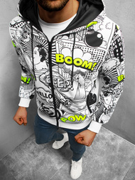 Bluza z kapturem rozpinana męska biała OZONEE O/HM750Z