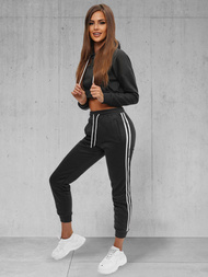 Komplet dresowy dwuczęściowy damski czarny OZONEE JS/8C67/3Z