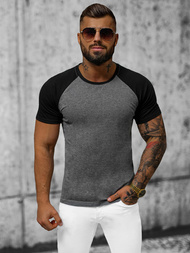 T-shirt męski grafitowo-czarny OZONEE JS/8T82/6Z