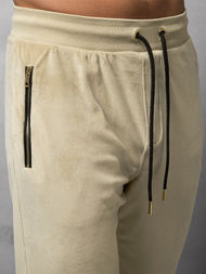 Komplet dresowy męski welurowy beżowy OZONEE O/12128