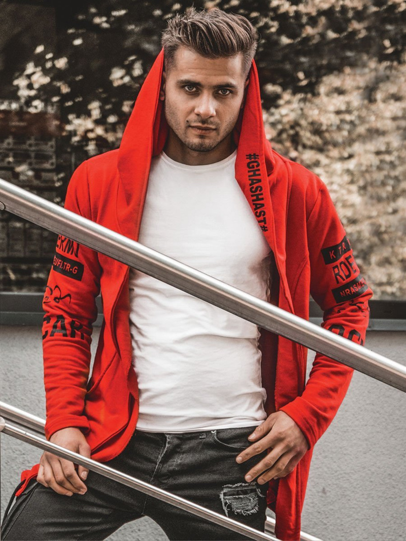 Bluza męska czerwona OZONEE A/11110Z