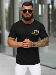 T-shirt męski slim fit czarny OZONEE O/QQ1297