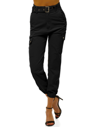 Spodnie damskie joggersy czarne OZONEE O/HM001