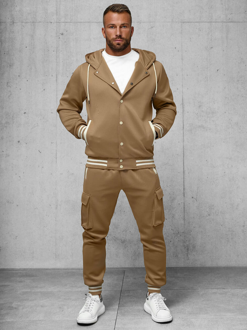 Komplet dresowy męski ciemno-beżowy OZONEE JS/27C6506/91
