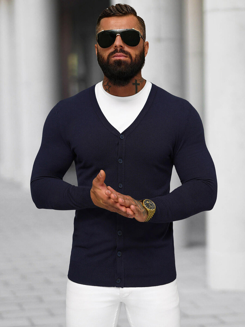 Sweter męski rozpinany granatowy OZONEE NB/MM6006/6Z