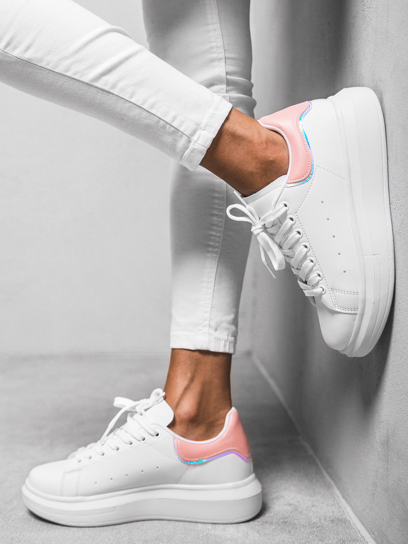 Sneakersy damskie biało-różowe OZONEE T/126