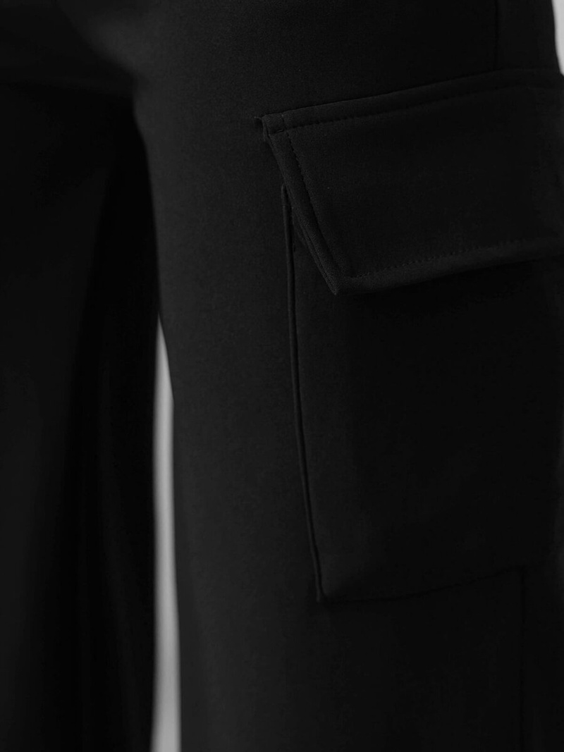 Spodnie damskie z szeroką nogawką czarne OZONEE JS/92K515/3