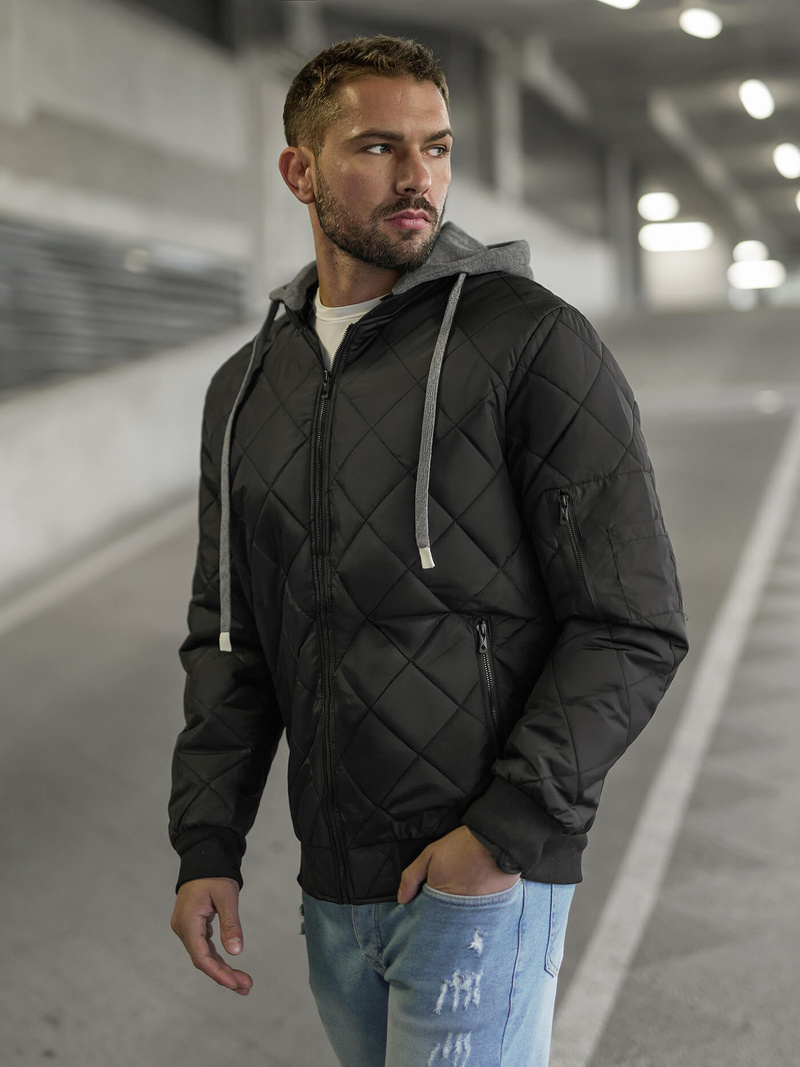 Kurtka męska pikowana czarna OZONEE JS/8M986/392Z