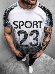 T-Shirt męski biało-czarny OZONEE JS/KS2068Z