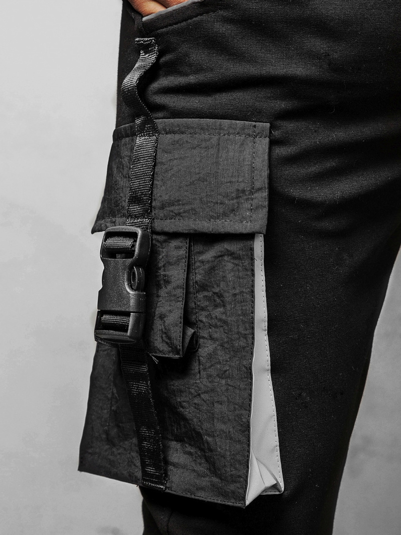 Spodnie męskie chino jogger materiałowe czarne b/21203004