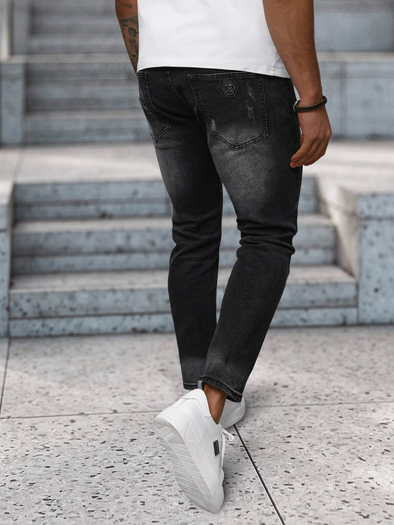 Spodnie jeansowe męskie slim fit czarne OZONEE NB/MP0063/1N