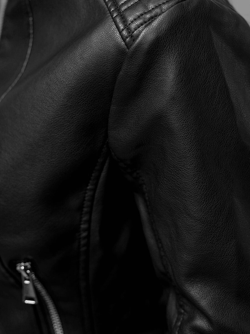 Kurtka skórzana damska czarna OZONEE JS/11Z8038