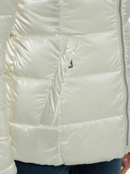 Kurtka zimowa damska z futerkiem ecru OZONEE O/DK030/10