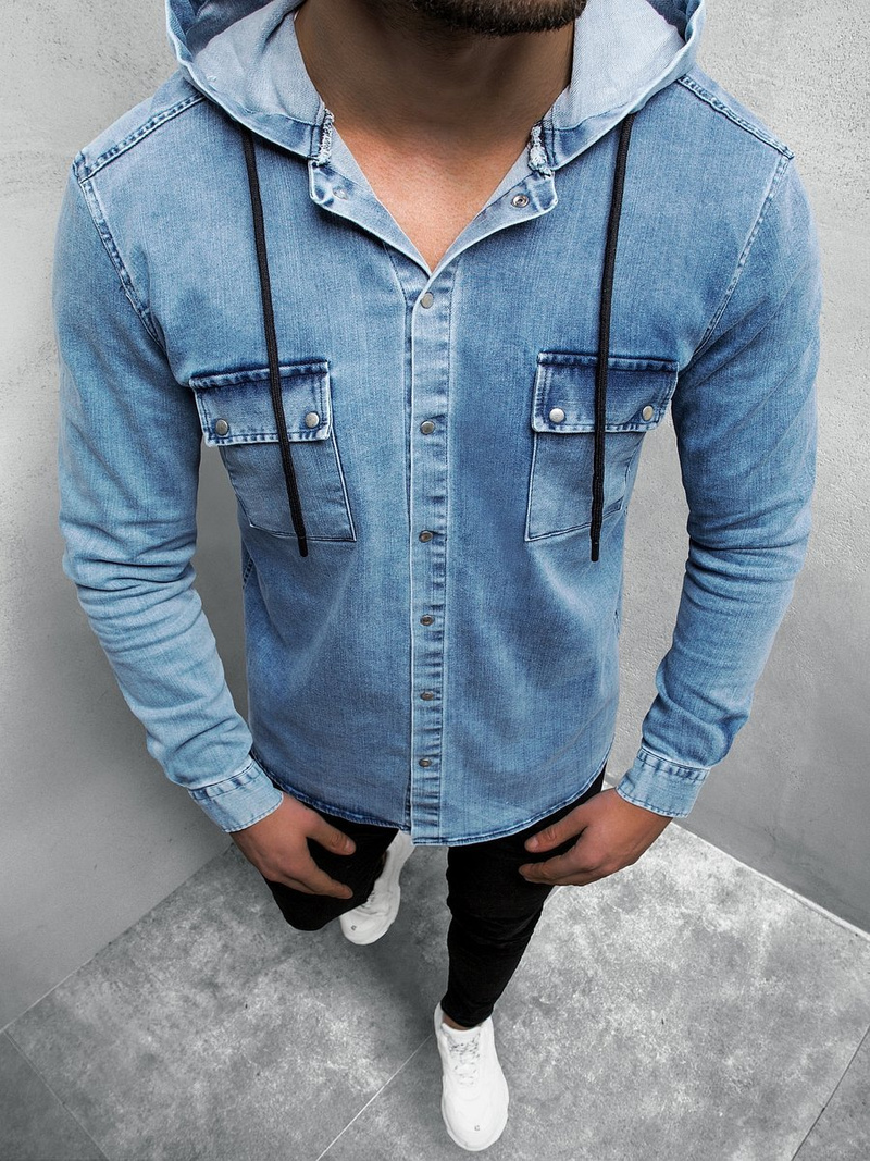 Koszula męska jeansowa jasno-niebieska OZONEE O/3451