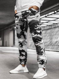 Spodnie męskie chino joggery czarno-białe OZONEE A/0952