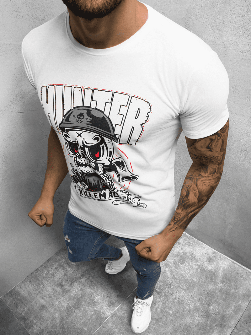 T-Shirt męski z nadrukiem biały OZONEE O/BL73