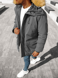 Kurtka zimowa męska parka z futerkiem grafitowa OZONEE JB/JP1173/4Z