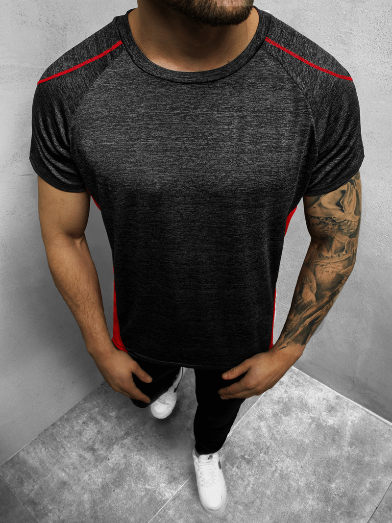 T-Shirt męski czarny OZONEE JS/HM074/1