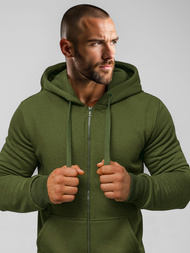 Bluza męska z kapturem rozpinana khaki OZONEE JS/2008
