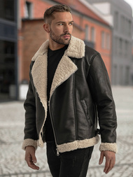 Kurtka skórzana męska czarna OZONEE JS/11Z8273