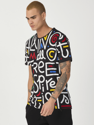 T-Shirt męski z nadrukiem czarny OZONEE MR/21518