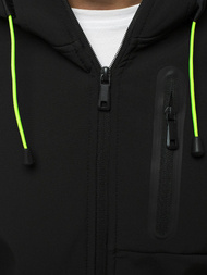 Kurtka softshell męska z kapturem czarna OZONEE JS/KS2183