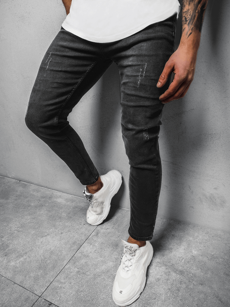 Spodnie jeansowe męskie czarne OZONEE DP/696/5