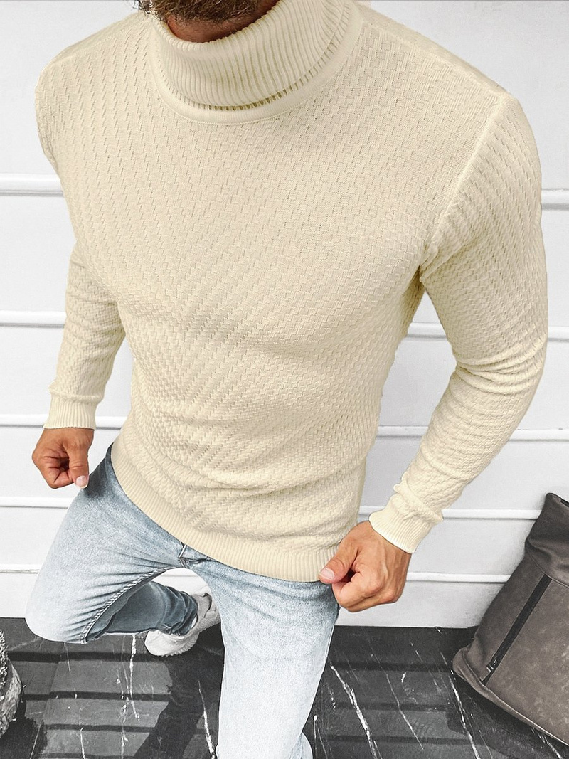 Sweter męski golf beżowy OZONEE L/2467