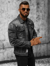 Чоловіча джинсова куртка Чорна OZONEE NB/MJ504NZ