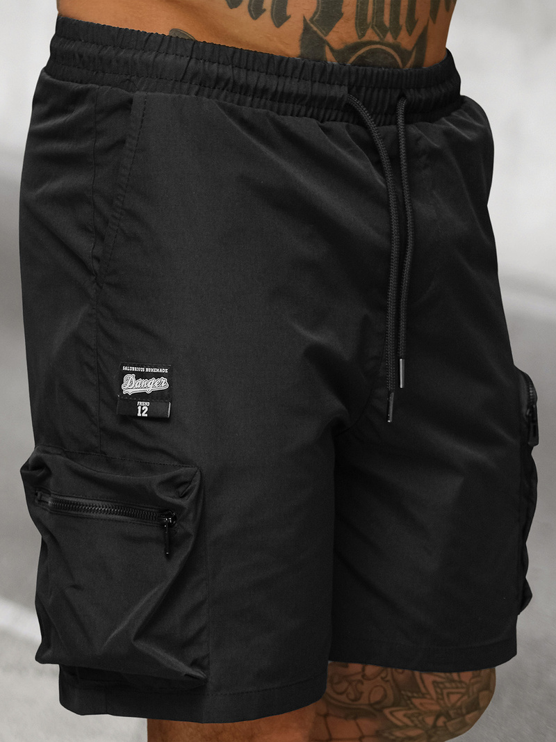 Spodenki męskie cargo z kieszeniami czarne OZONEE JS/27K6539/3