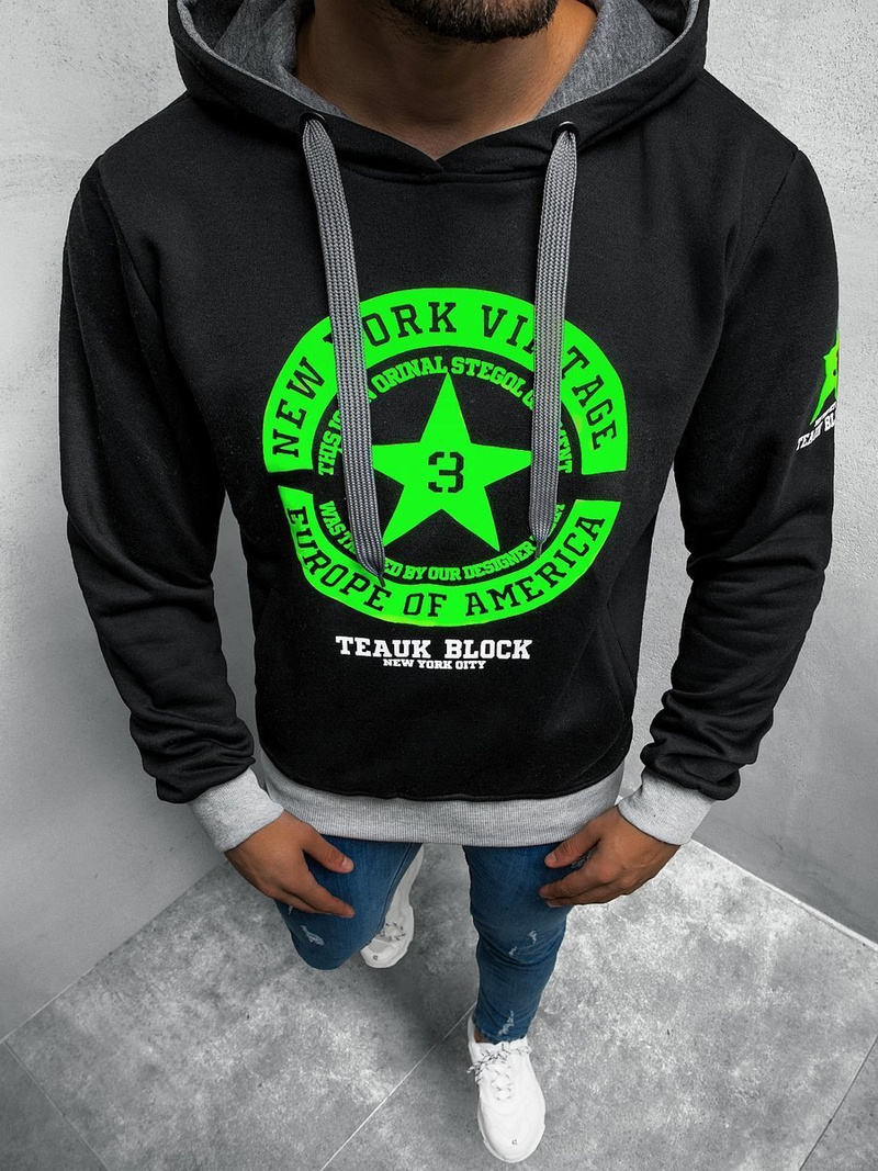 Bluza z kapturem męska czarna OZONEE JS/Y10038