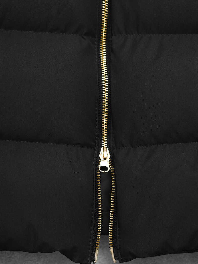 Kurtka zimowa damska długa pikowana czarna OZONEE JS/5M3231/392Z