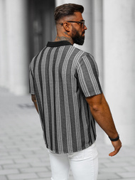 Koszulka męska polo czarna OZONEE O/3C360