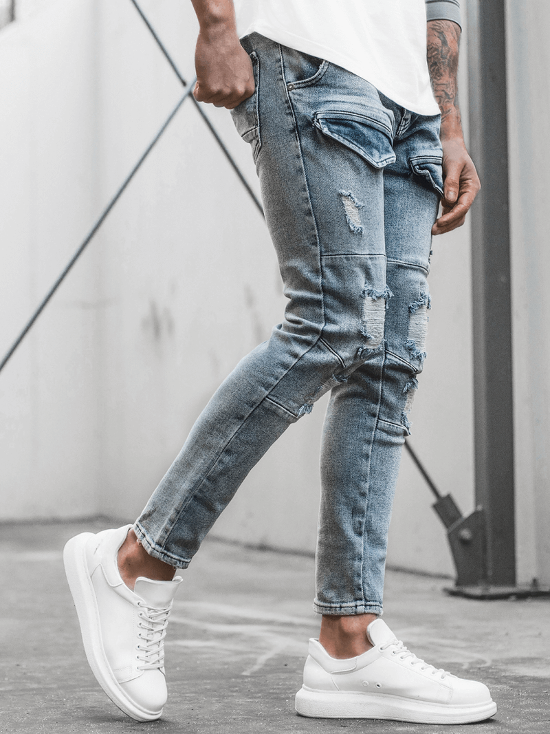 Spodnie jeansowe męskie jasno-niebieskie OZONEE DR/K139/22