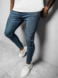 Spodnie jeansowe joggery męskie niebieskie OZONEE DJ/5672