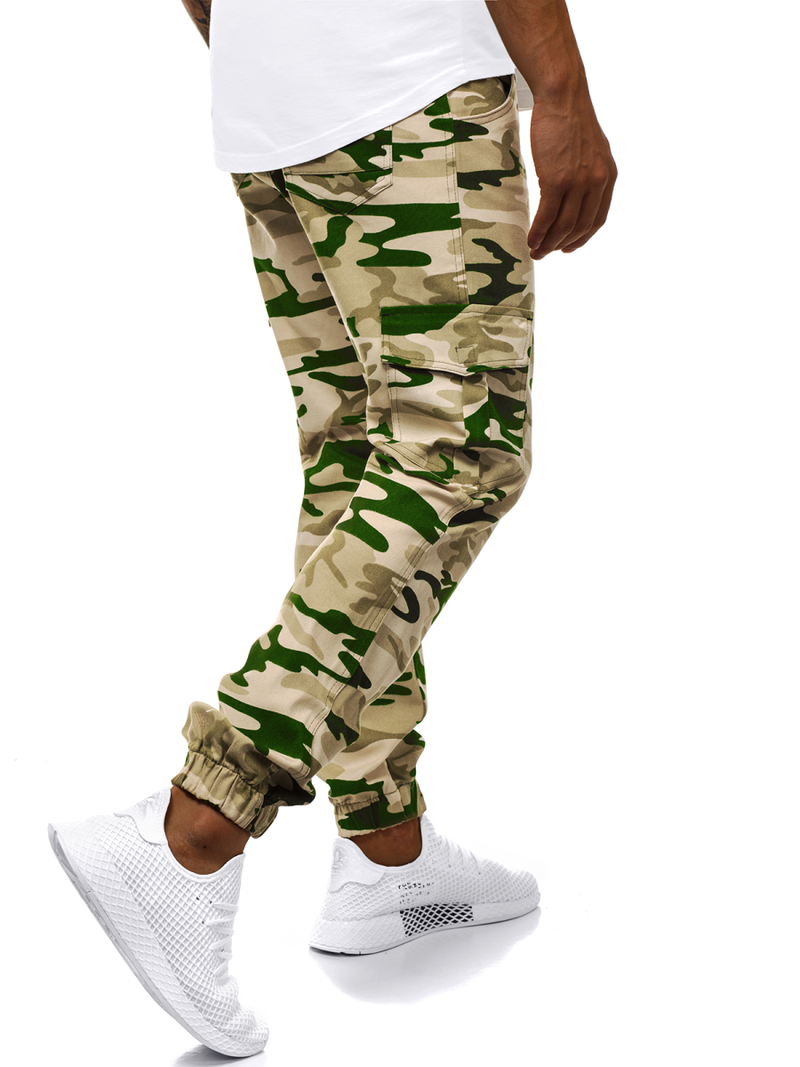 Spodnie męskie joggery beżowe OZONEE A/404