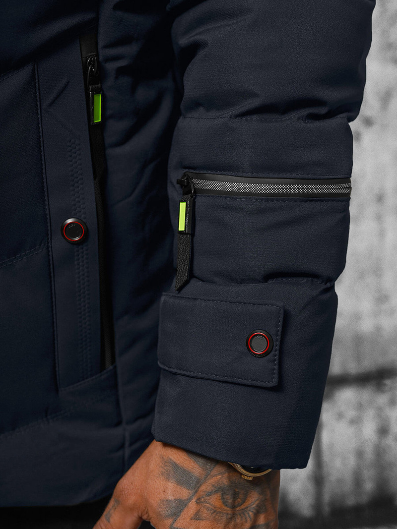 Kurtka zimowa męska pikowana granatowa OZONEE JS/5M3137/215