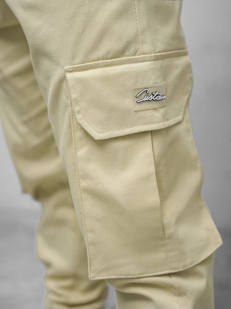 Spodnie męskie joggery beżowe OZONEE O/G3006Z