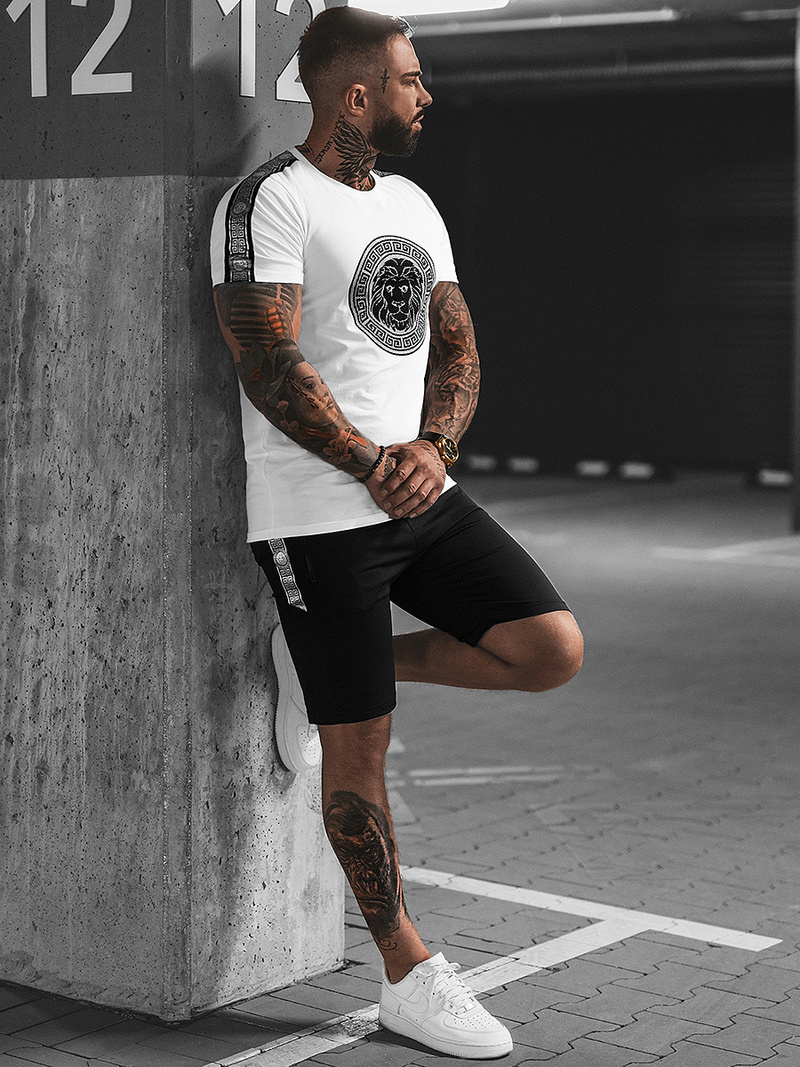 Komplet dresowy męski biało-czarny OZONEE O/HM788Z