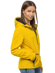 Kurtka softshell damska z kapturem żółta OZONEE JS/KSW6007