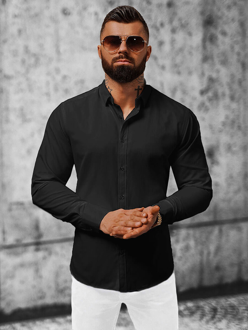 Koszula męska czarna OZONEE O/V35