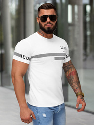 T-shirt męski slim fit biały OZONEE JS/8B1701/1