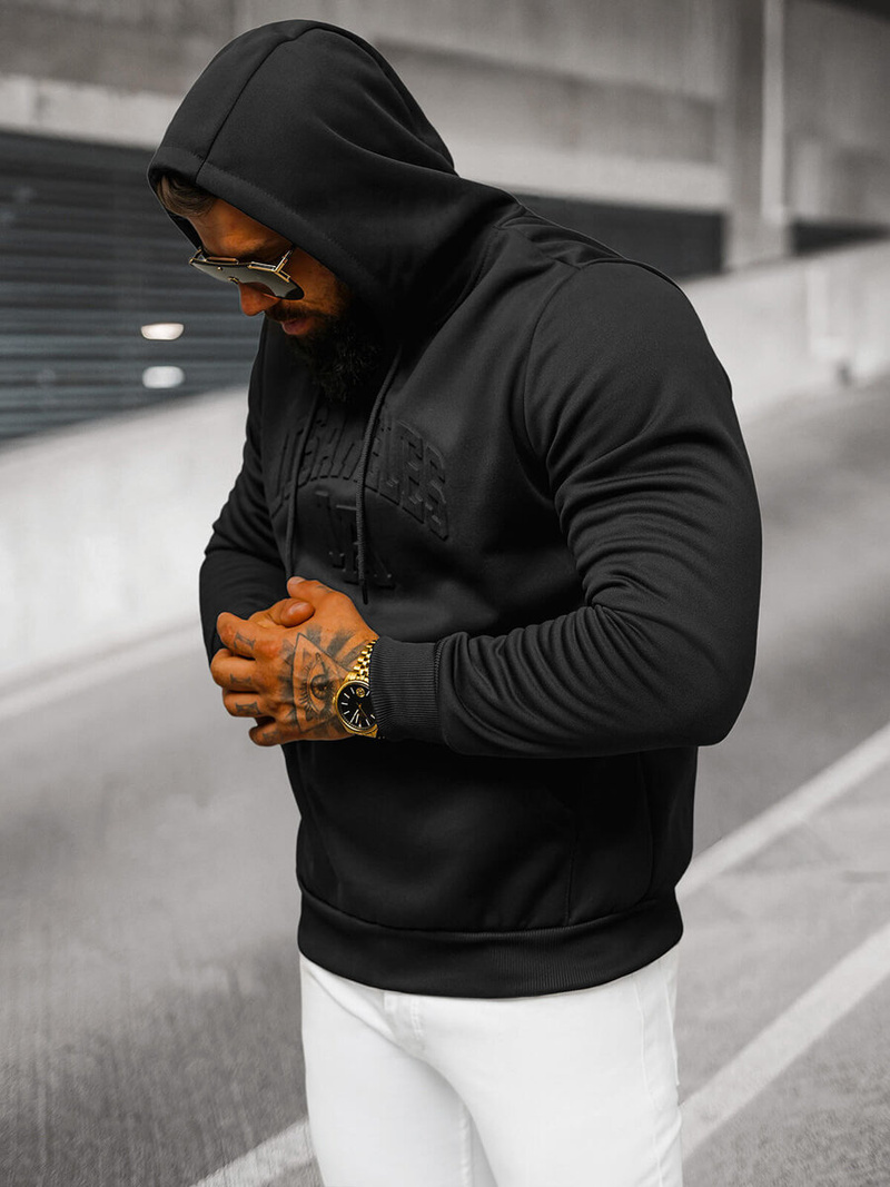 Bluza z kapturem męska czarna OZONEE JS/27B6511/3