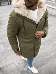 Kurtka zimowa męska parka z futerkiem zielona OZONEE JS/22M120/3