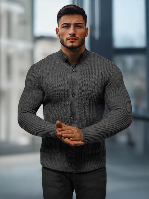 Sweter męski grafitowy OZONEE NB/MM6020/3Z