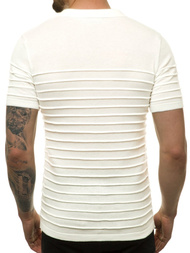 Bluzka polo z dzianiny, krótki rękaw męska ecru OZONEE L/2318